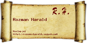 Rozman Harald névjegykártya